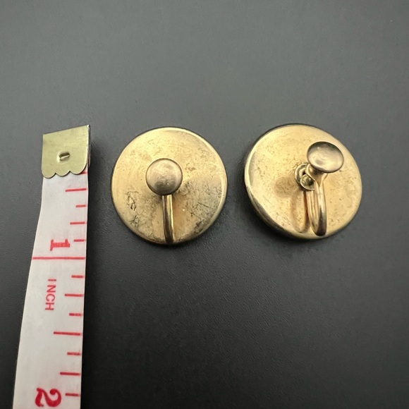 VINTAGE ENAMEL SCREW BACK COBALT BLUE EARRINGS - Picture 4 of 4